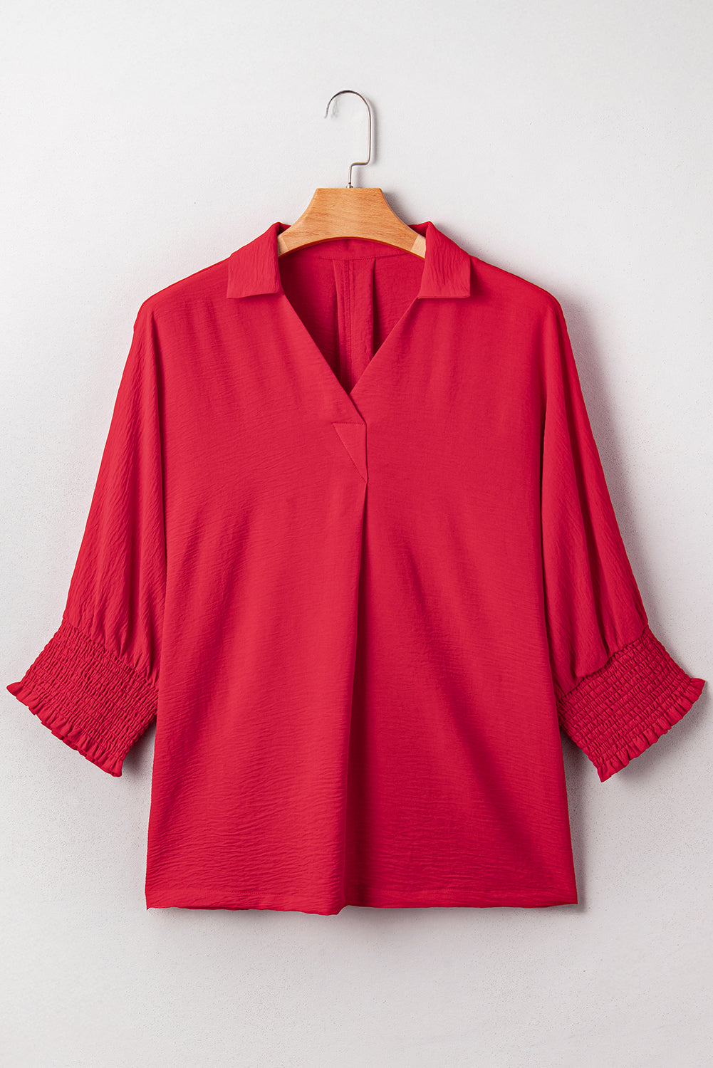 Fiery Red Plus Size Smocked Dolman Oversized Tunic Blouse Dear-Lover Dropshipping